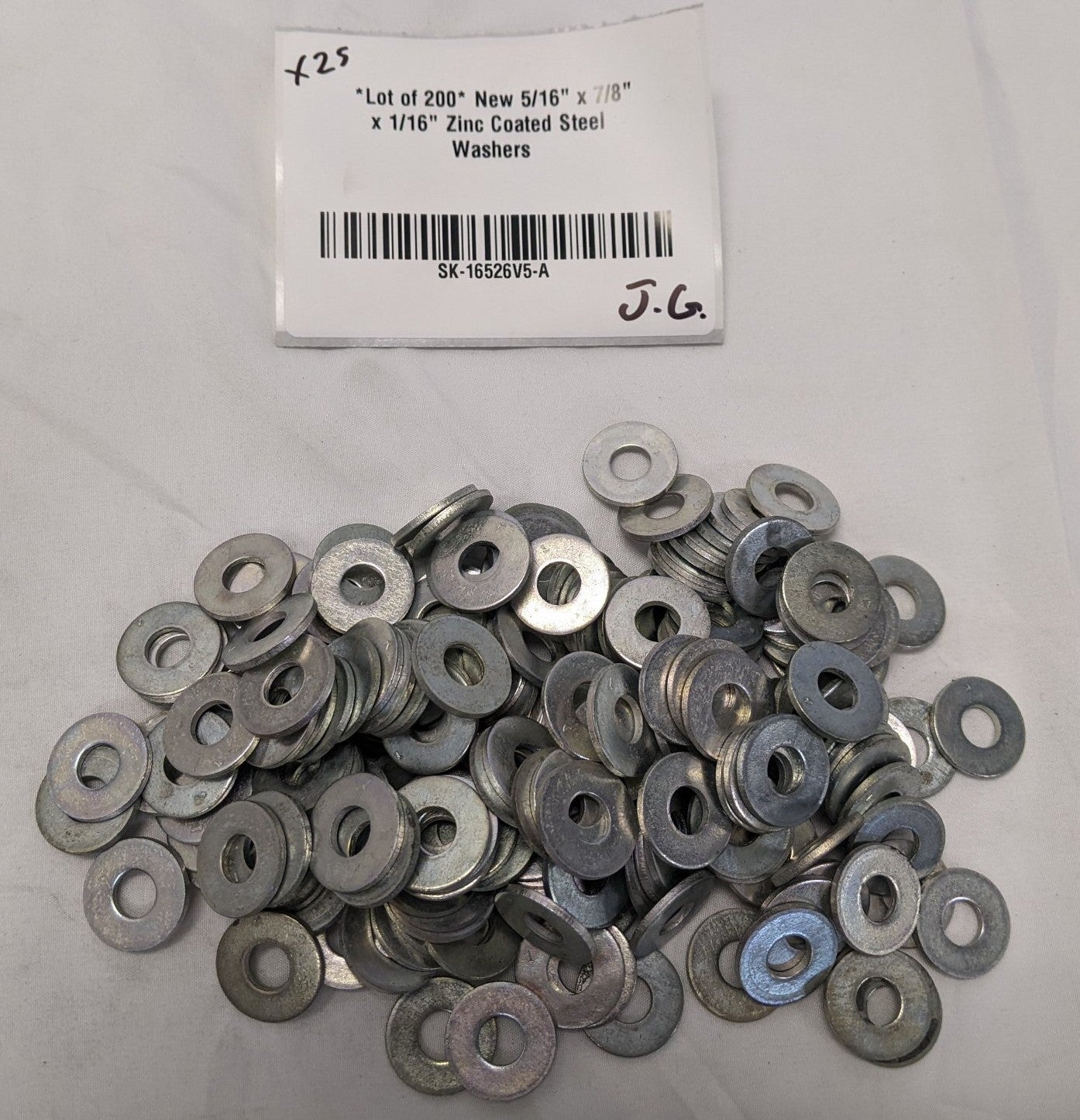 *Lot of 200* New 5/16" x 7/8" x 1/16" Zinc Coated Steel Washers