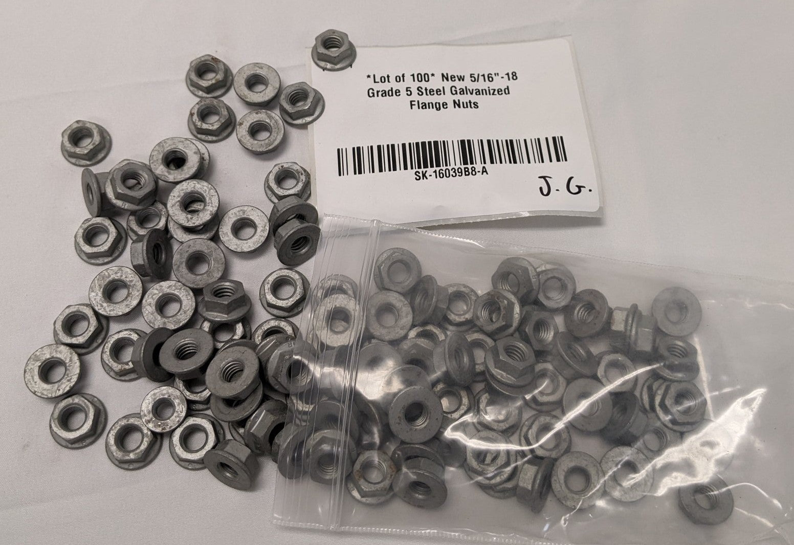 *Lot of 100* New 5/16"-18 Grade 5 Steel Galvanized Flange Nuts