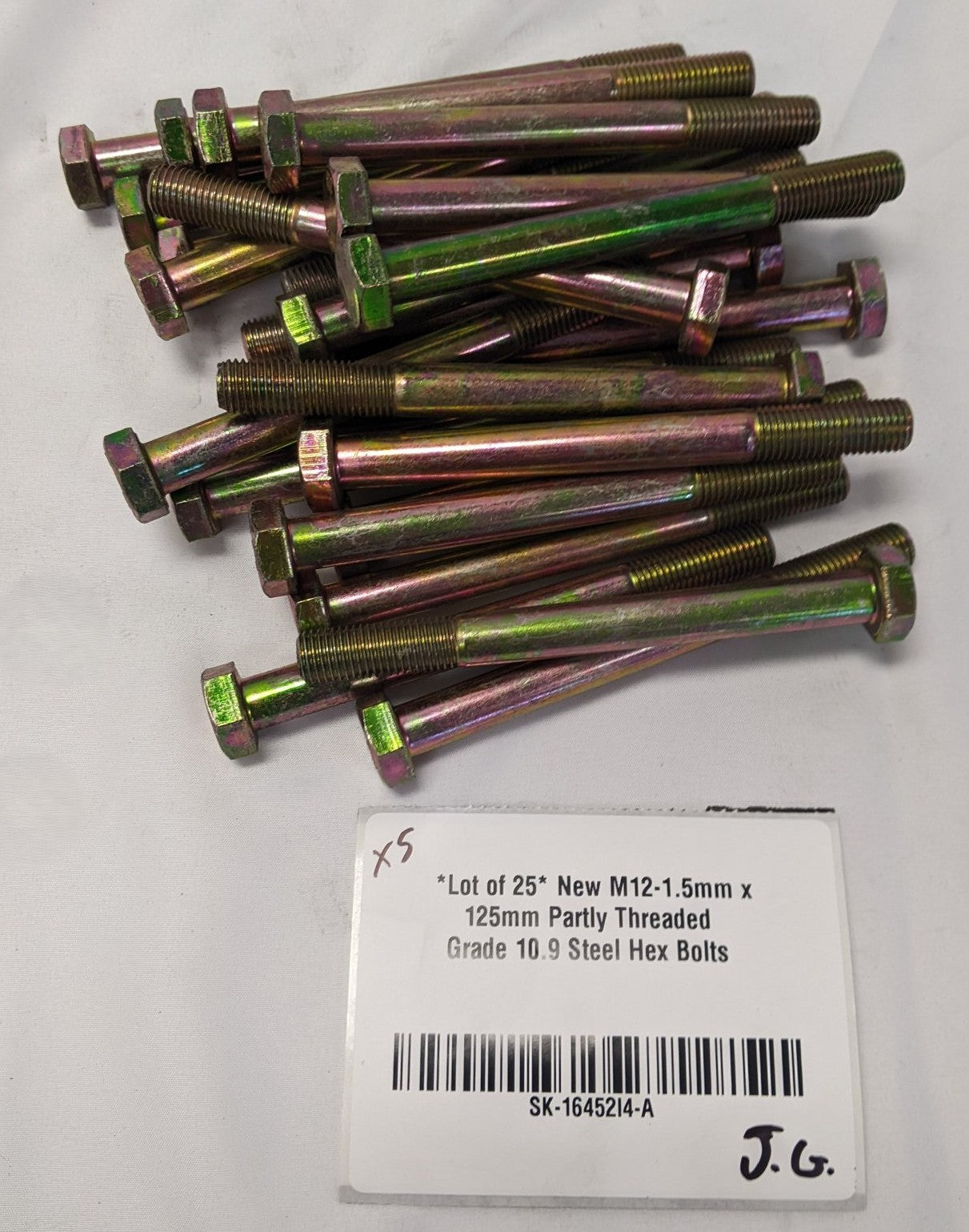 *Lot of 25* New M12-1.5mm x 125mm Partly Threaded Grade 10.9 Steel Hex Bolts