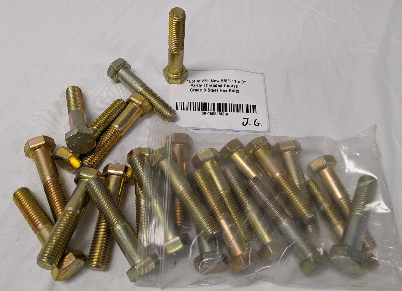 *Lot of 25* New 5/8"-11 x 3" Partly Threaded Coarse Grade 8 Steel Hex Bolts