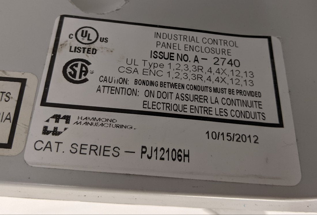 Hammond Type 4X Polyester Junction Box PJ12106H