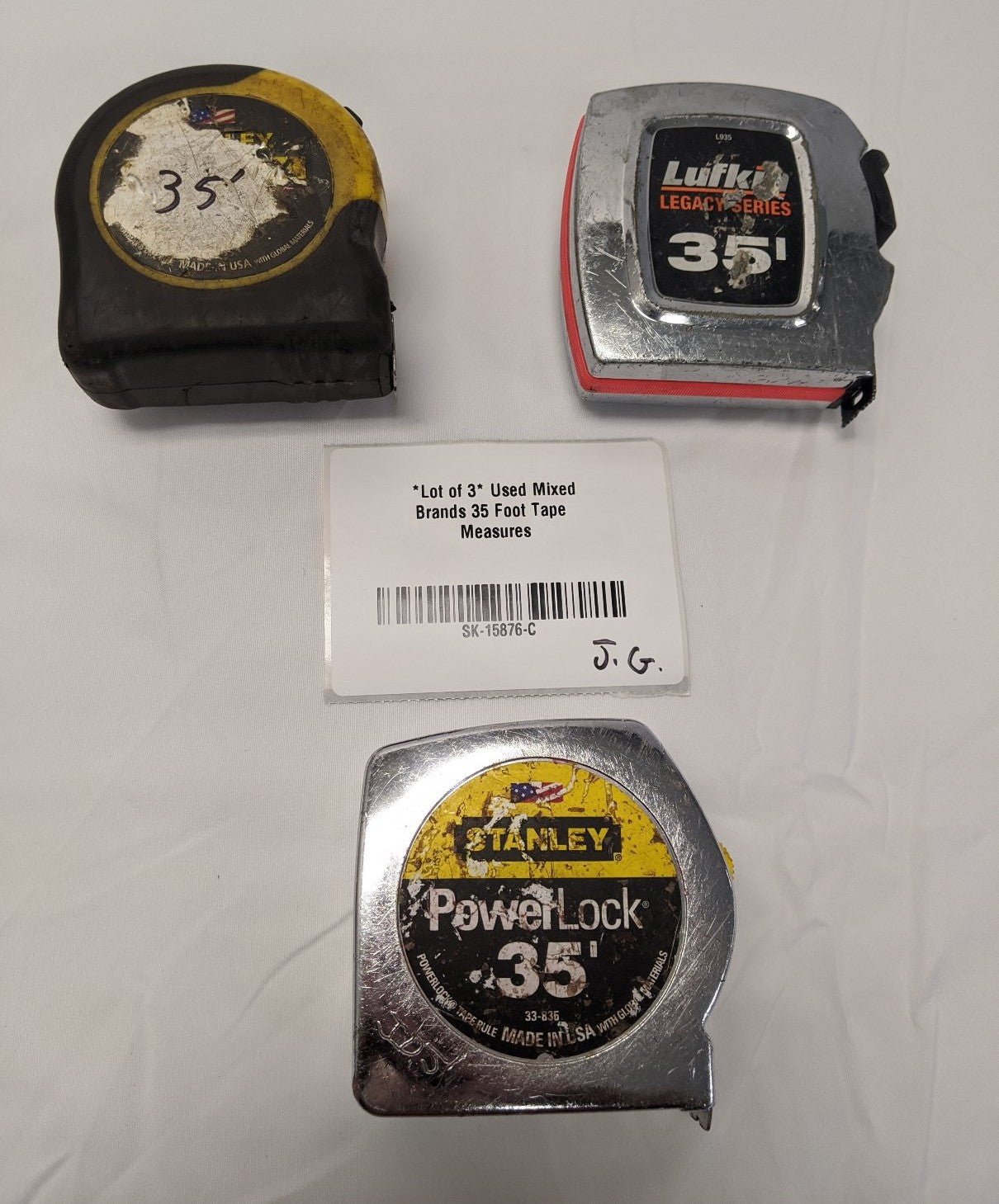 35 Foot Tape Measures | Lot of 3 | Stanley PowerLock FatMax Lufkin | Used