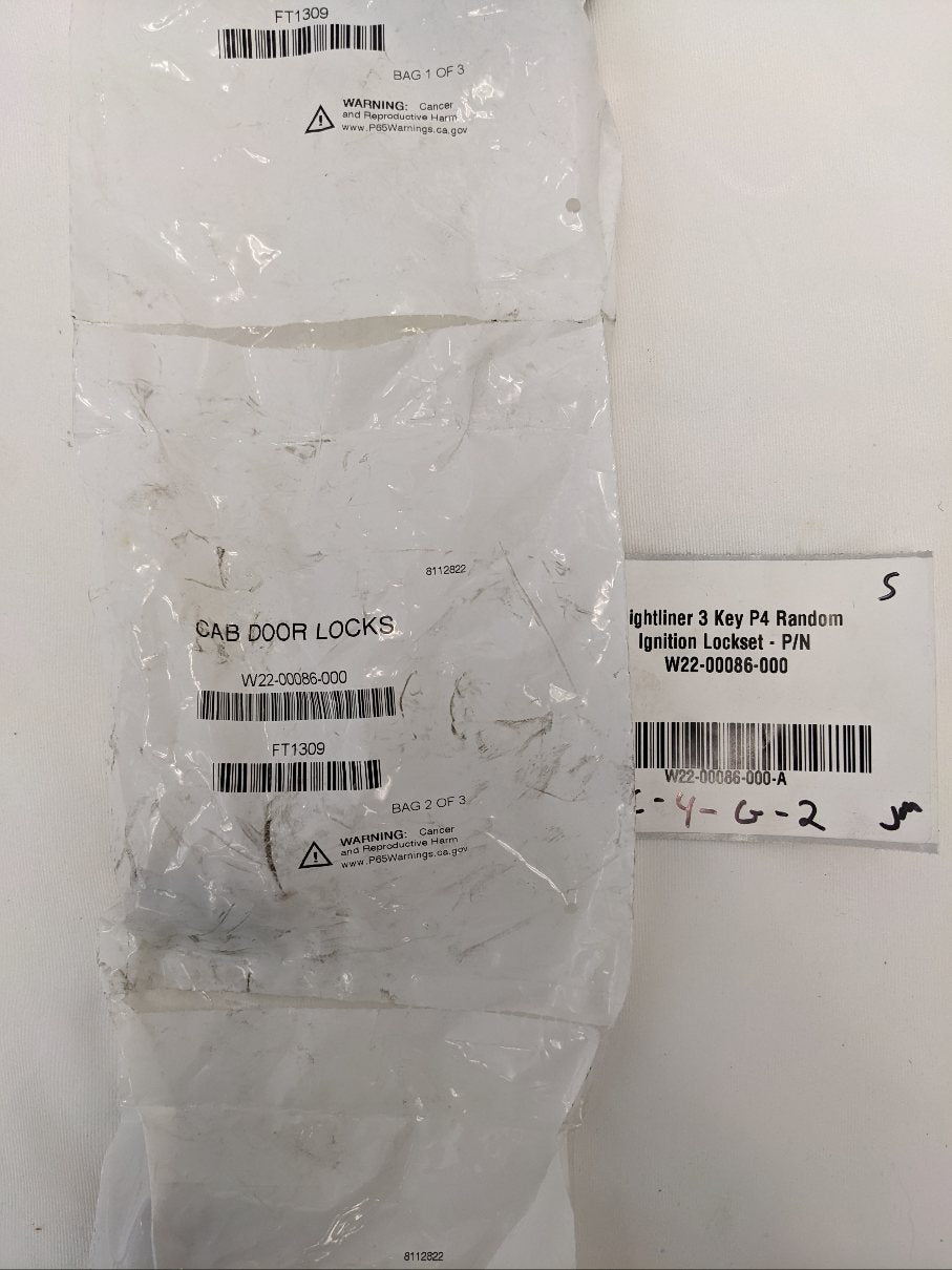 Freightliner 3 Key P4 Random Ignition Lockset - P/N  W22-00086-000 (10143966265660)