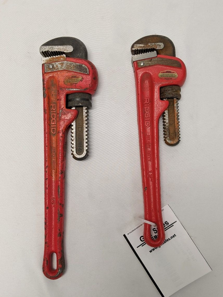 *Lot Of 2* Used Ridgid 12", 14" Steel Straight Pipe Wrenches