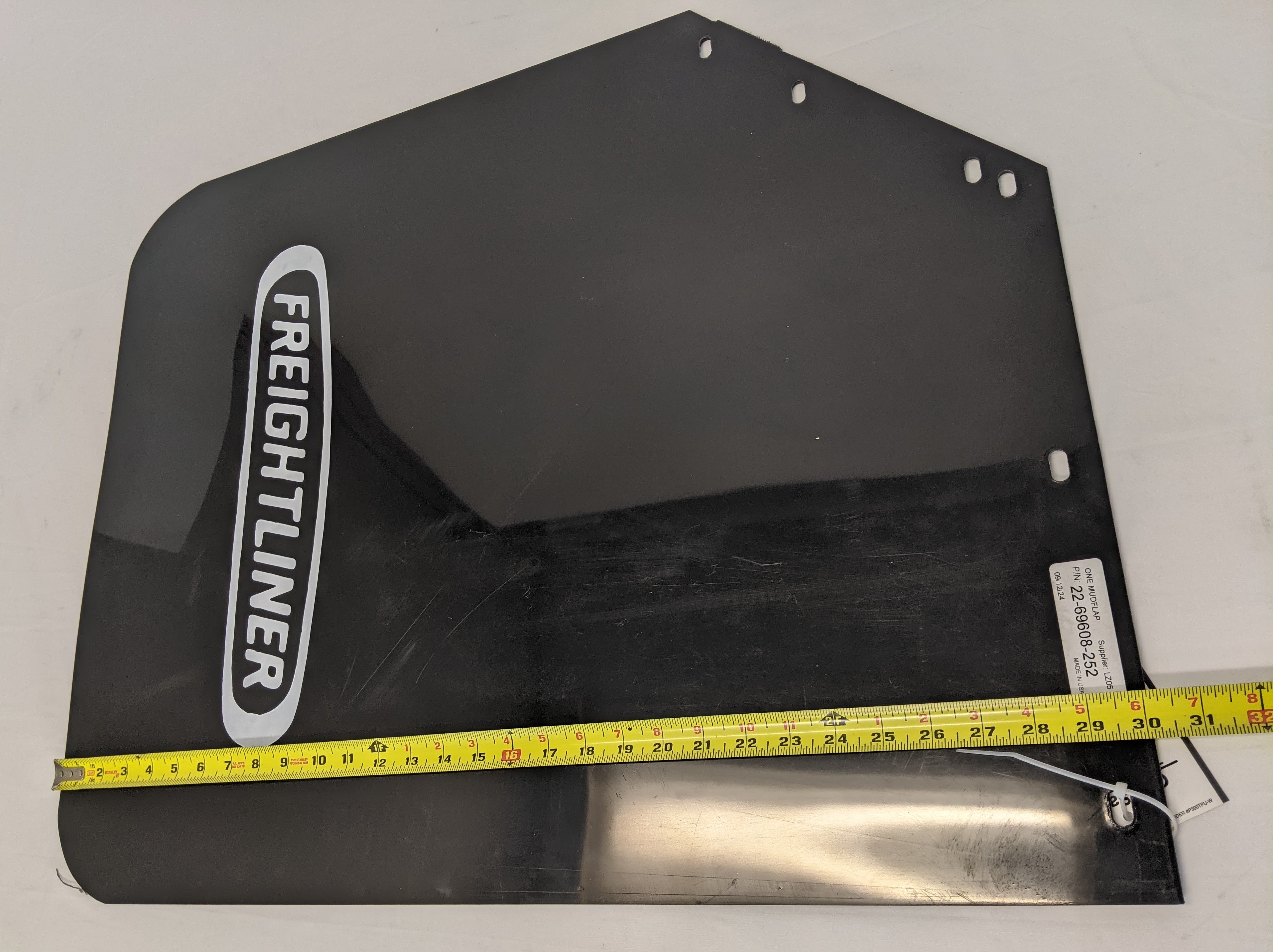 Freightliner LH Rear Black Plastic Mud Flap w/ Logo - P/N 22-69608-252