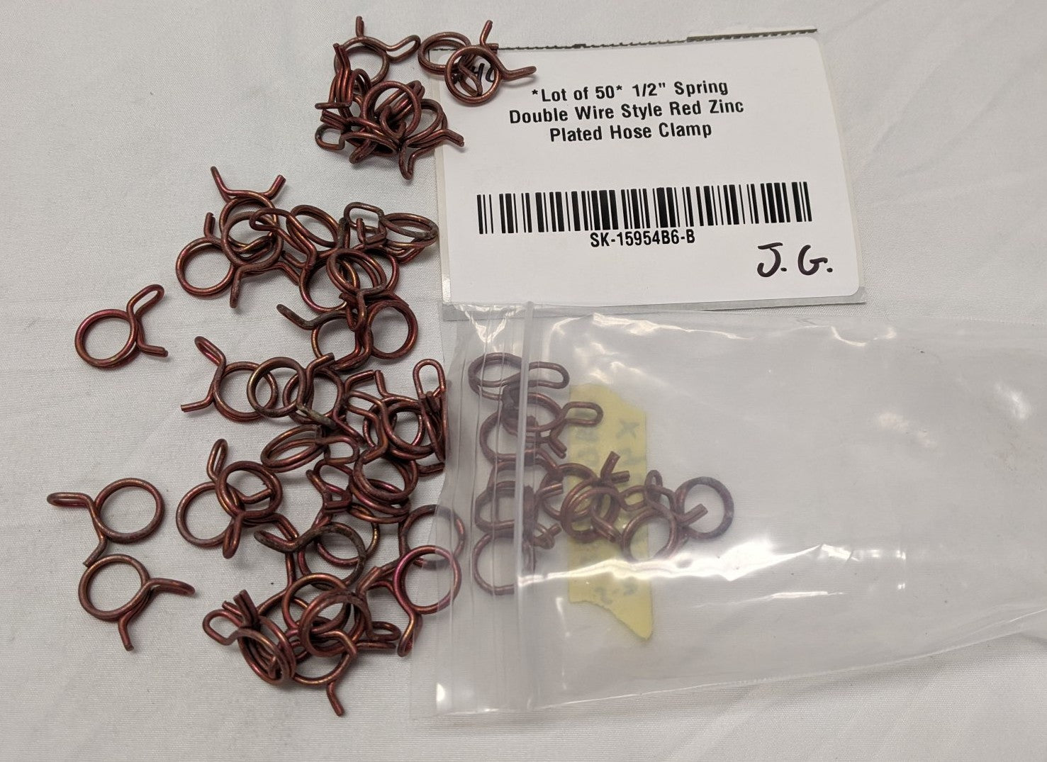 *Lot of 50* 1/2" Spring Double Wire Style Red Zinc Plated Hose Clamp