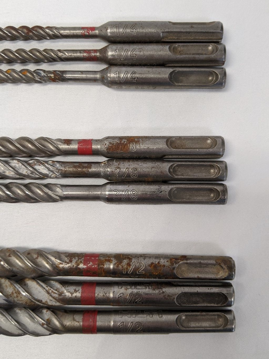 Hilti TE-CX SDS Plus Masonry Drill Bit - Lot 9pc - 1/4-1/2"