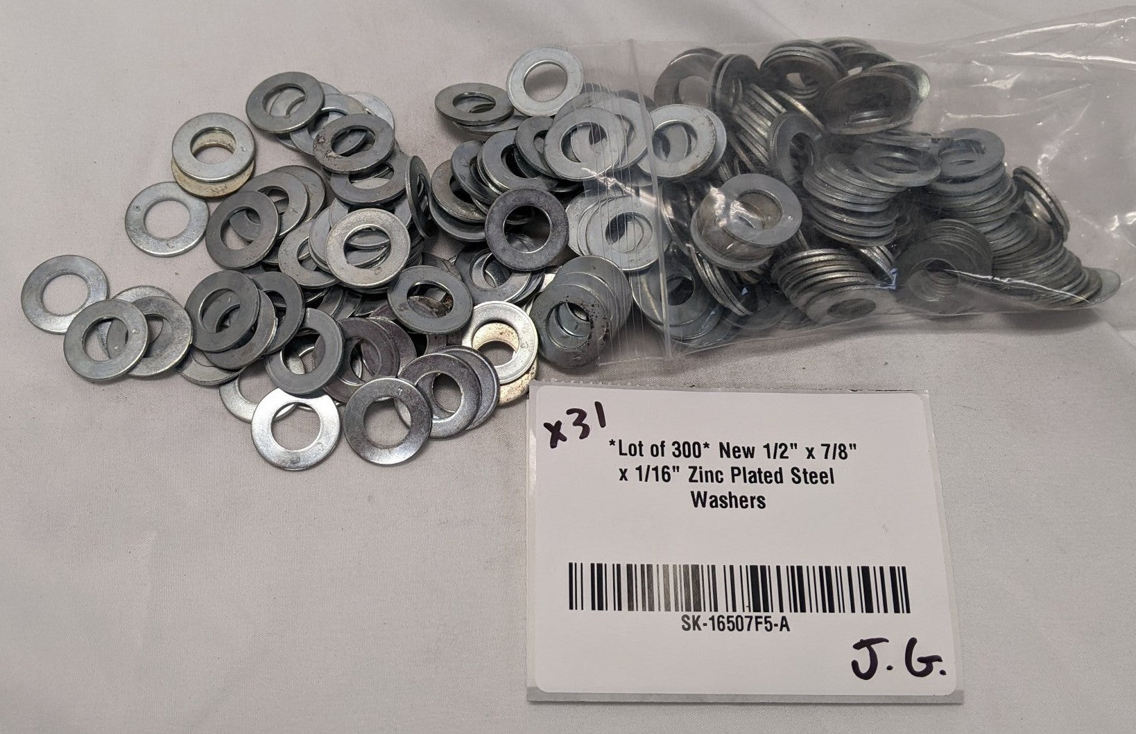 300 Zinc Plated Steel Flat Washers 1/2"