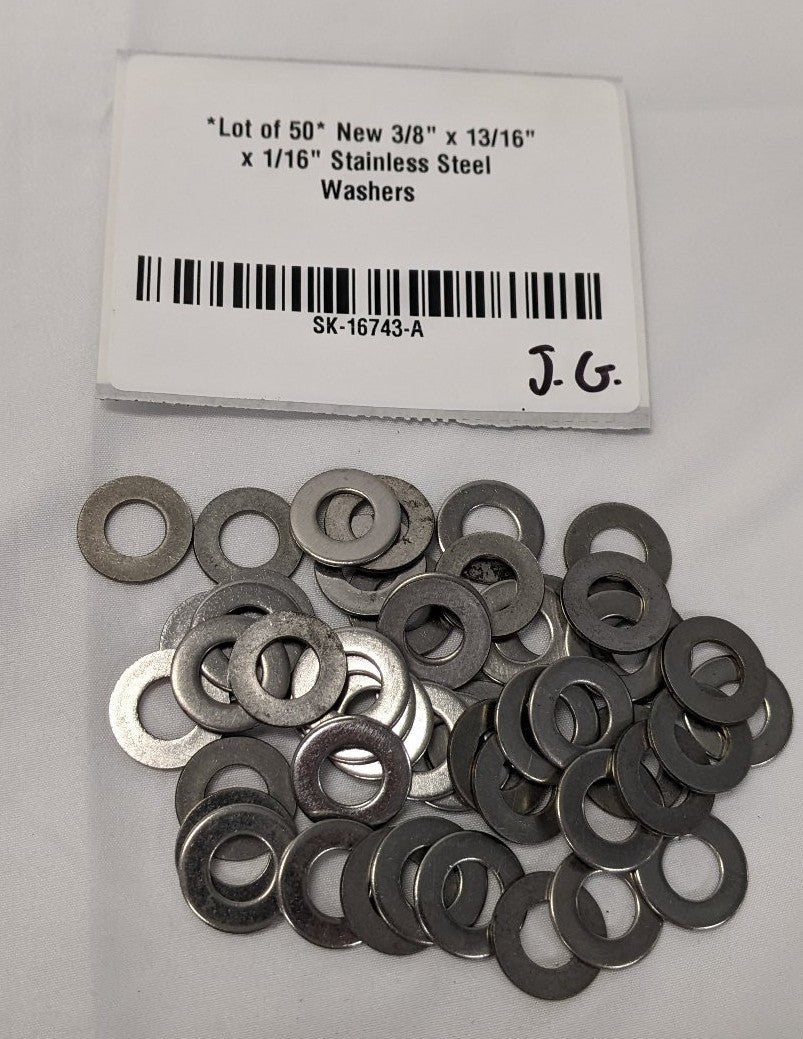 *Lot of 50* New 3/8" x 13/16" x 1/16" Stainless Steel Washers