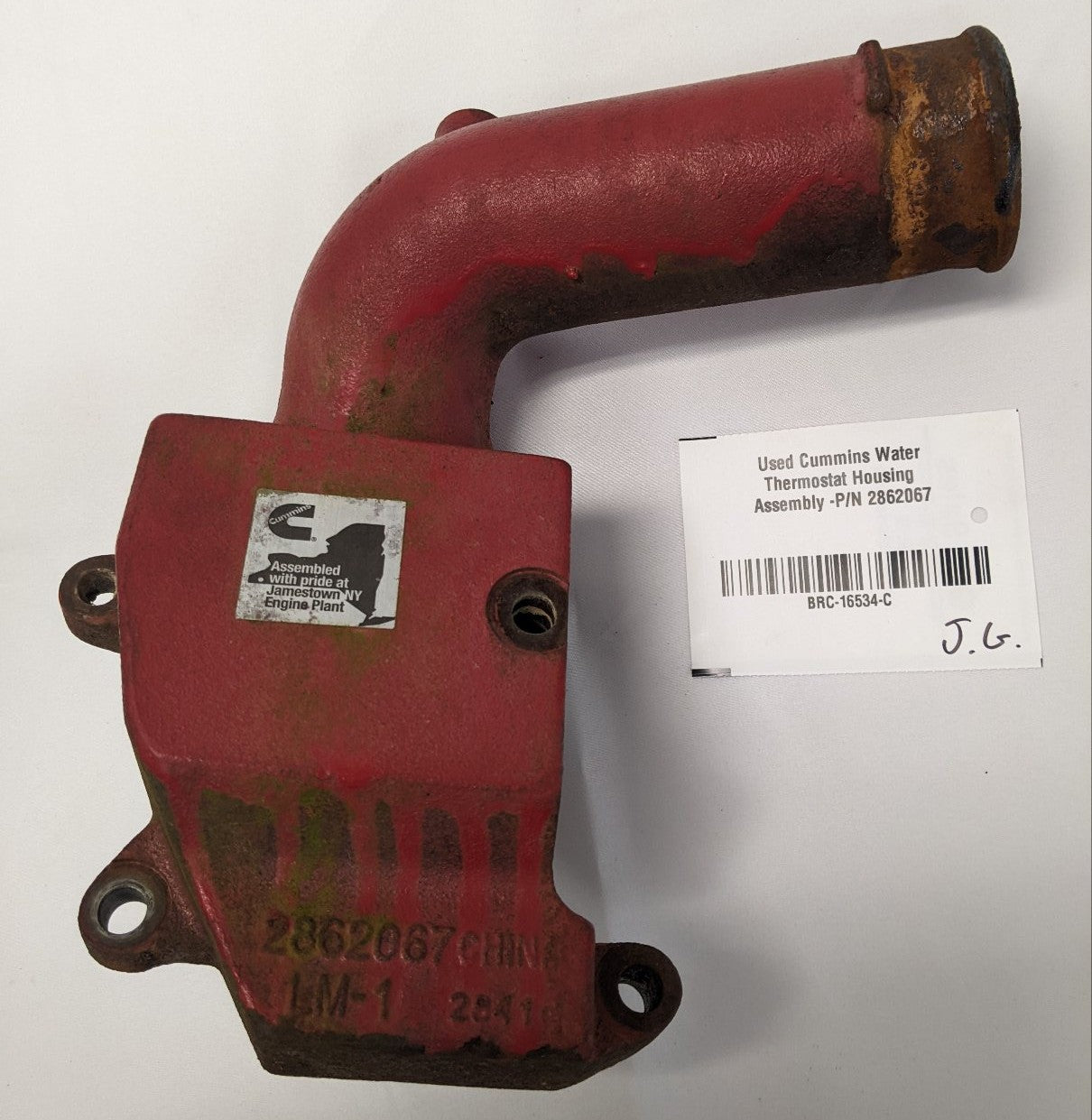 Used Cummins Water Thermostat Housing Assembly -P/N 2862067