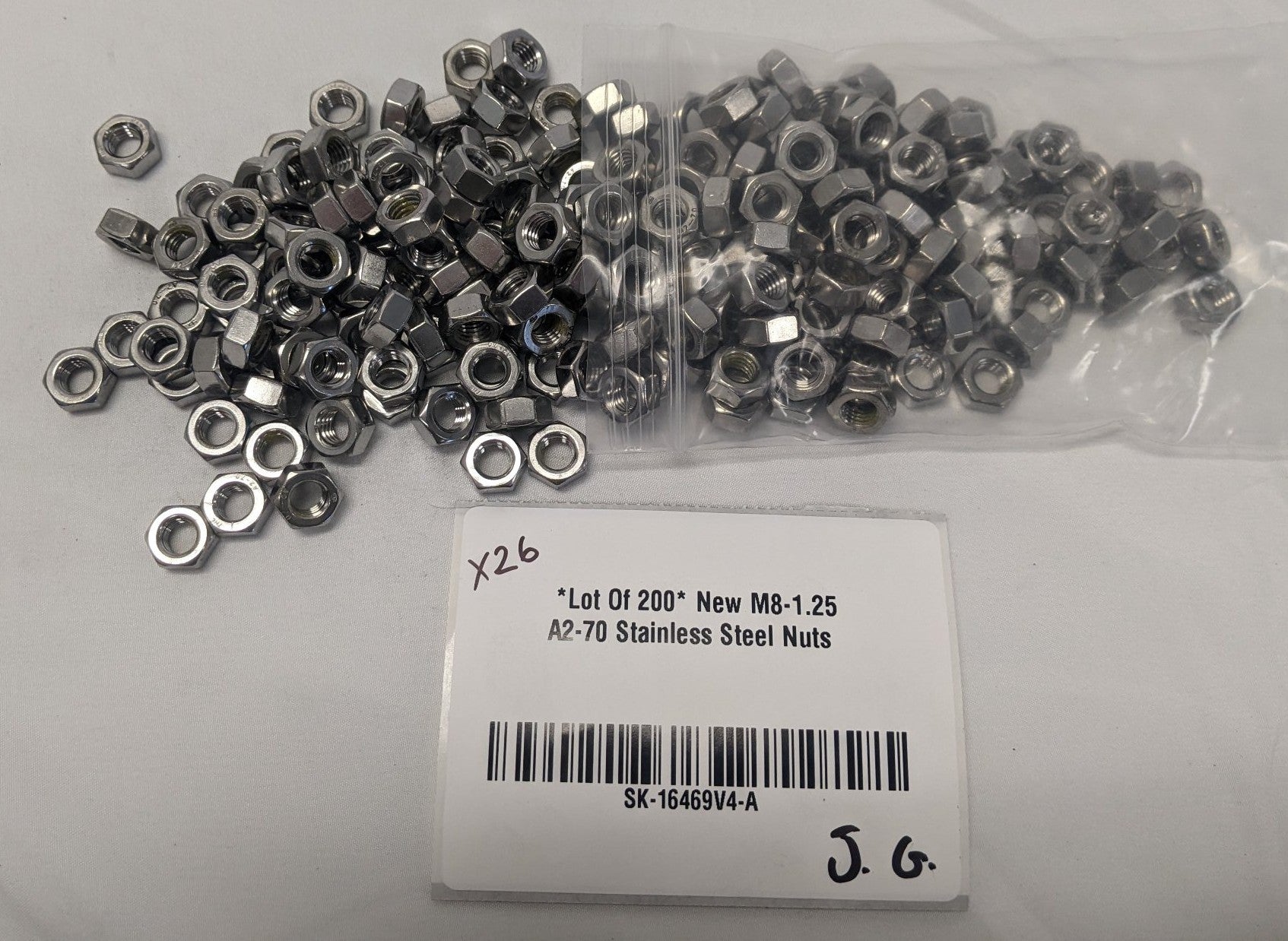 *Lot Of 200* New M8-1.25 A2-70 Stainless Steel Nuts