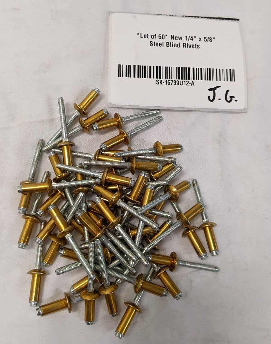 *Lot of 50* New 1/4" x 5/8" Steel Blind Rivets