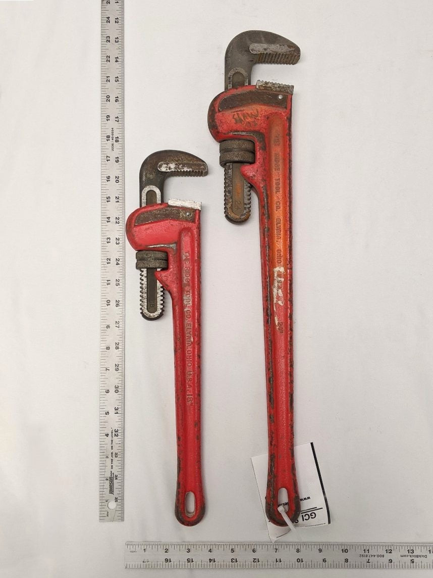 *Lot Of 2* Used Ridgid 18", 24" Steel Straight Pipe Wrenches