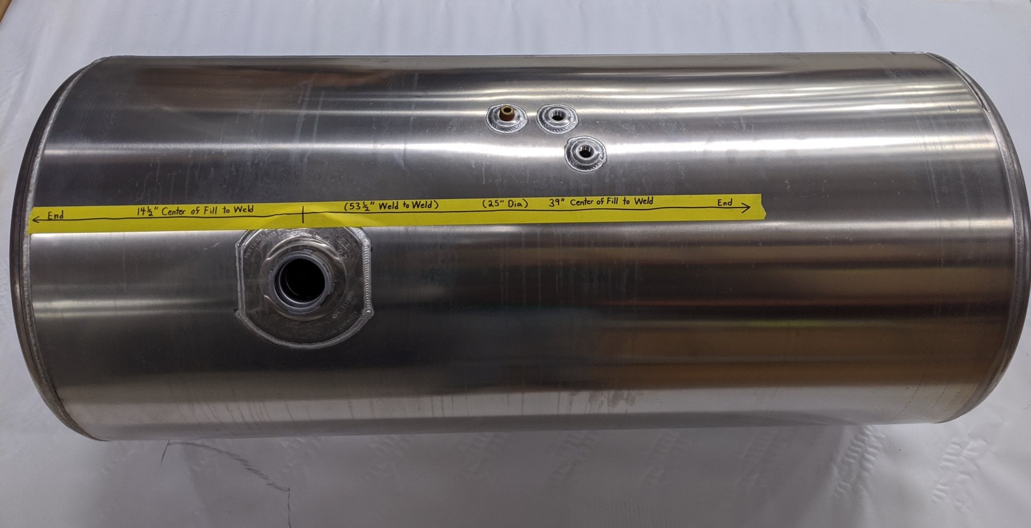 Freightliner RH 120 Gal. 25" Dia. 39" Fill 53 1/2" Fuel Tank - P/N A03-40938-391 (9904414392636)