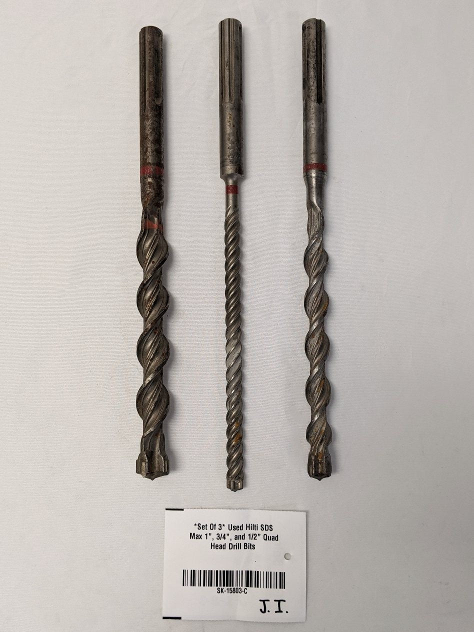 Hilti SDS Max Drill Bit Set - 3pc - 1" 3/4" 1/2" Quad Head