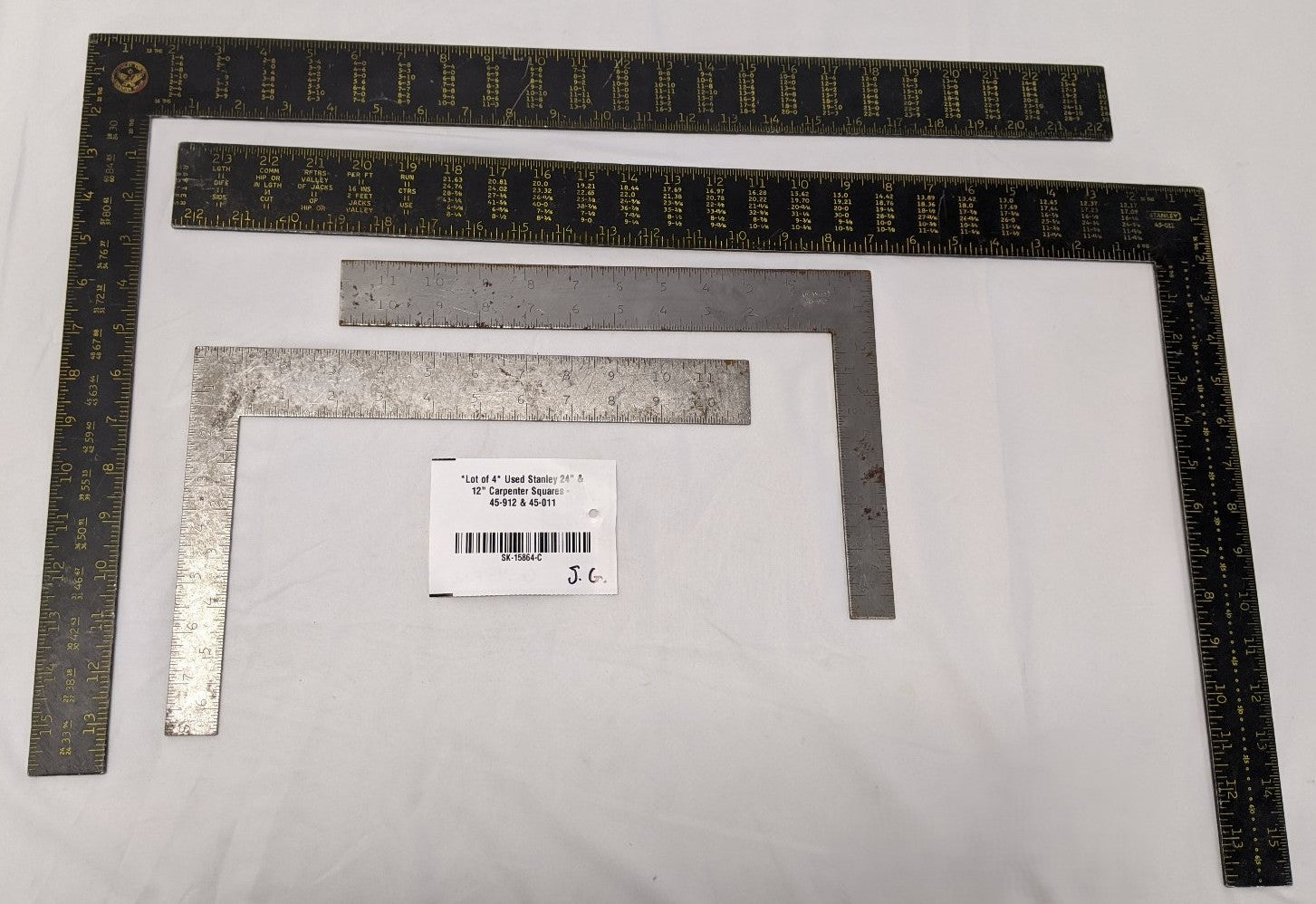Stanley Carpenter Squares - 24" & 12" Framing Squares, 45-011 & 45-912, Lot of 4