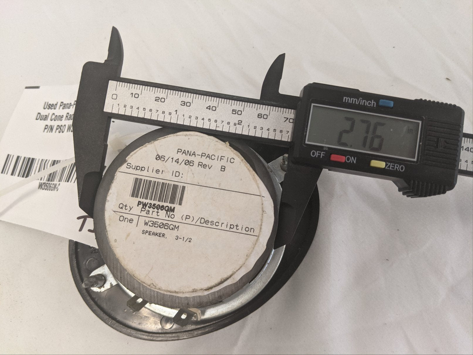 Used Pana-Pacific 3 1/2" Dual Cone Radio Speaker - P/N PSO W3506GM