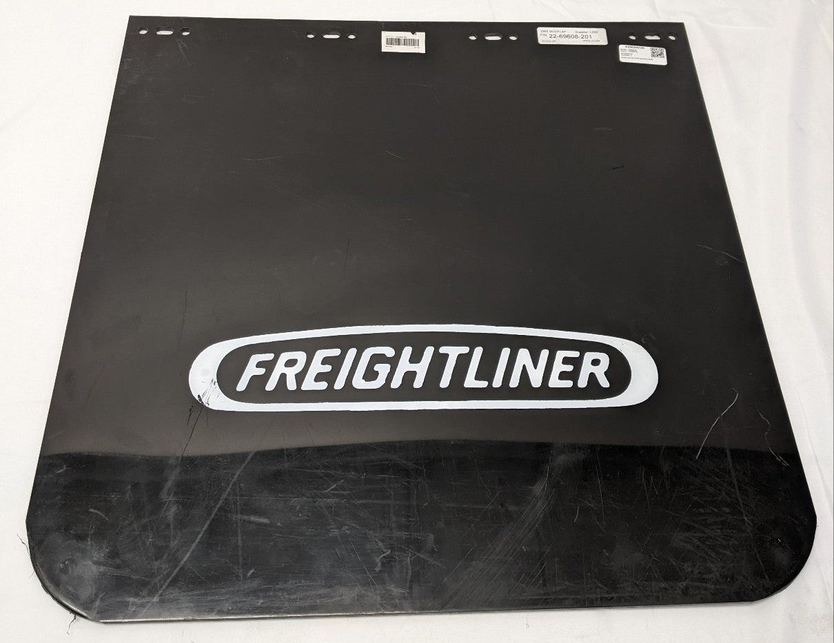 Freightliner LH/RH 24" Straight Black Plastic Mud Flap w/ Logo -P/N 22-69608-201
