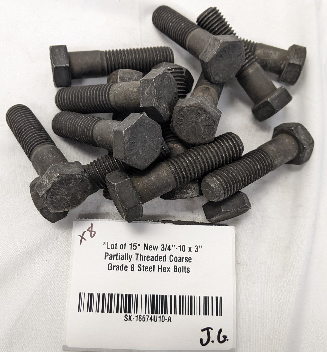 *Lot of 15* New 3/4"-10 x 3" Partially Threaded Coarse Grade 8 Steel Hex Bolts