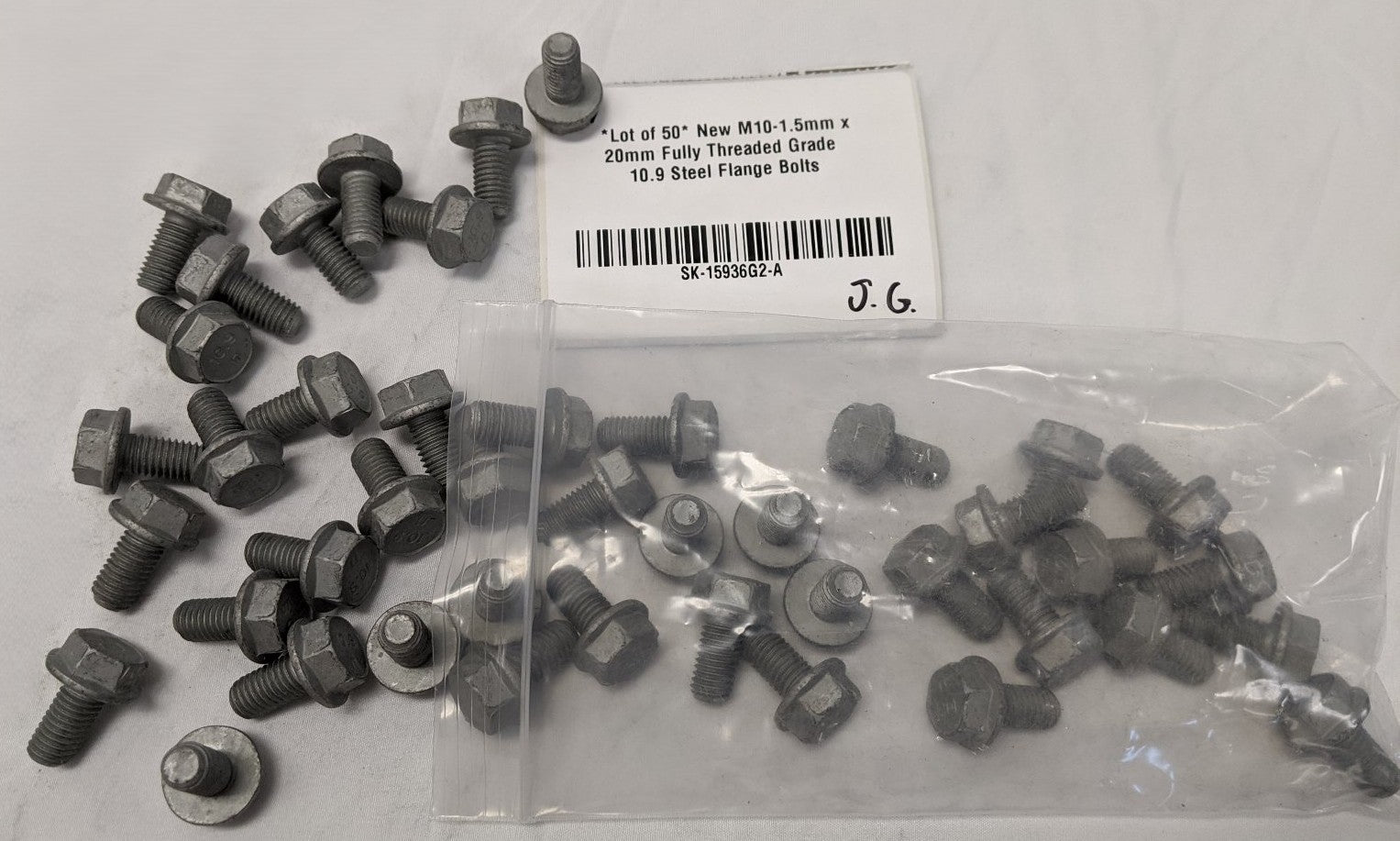 *Lot of 50* New M10-1.5mm x 20mm Fully Threaded Grade 10.9 Steel Flange Bolts