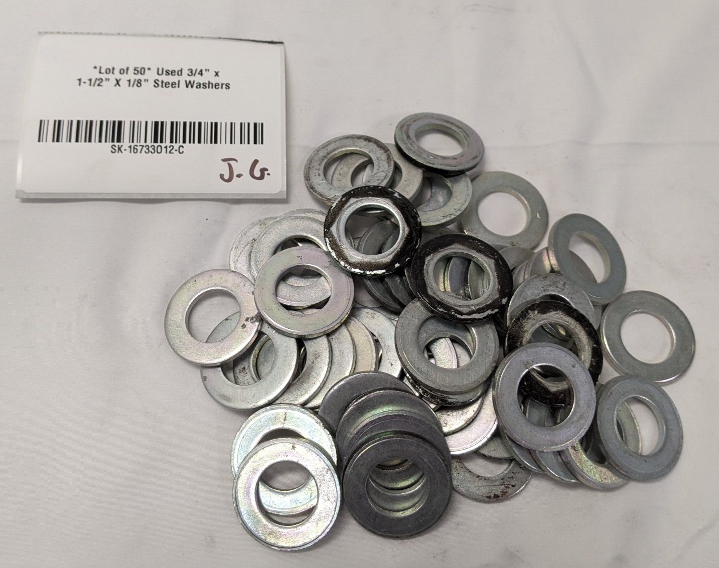 *Lot of 50* Used 3/4" x  1-1/2" X 1/8" Steel Washers
