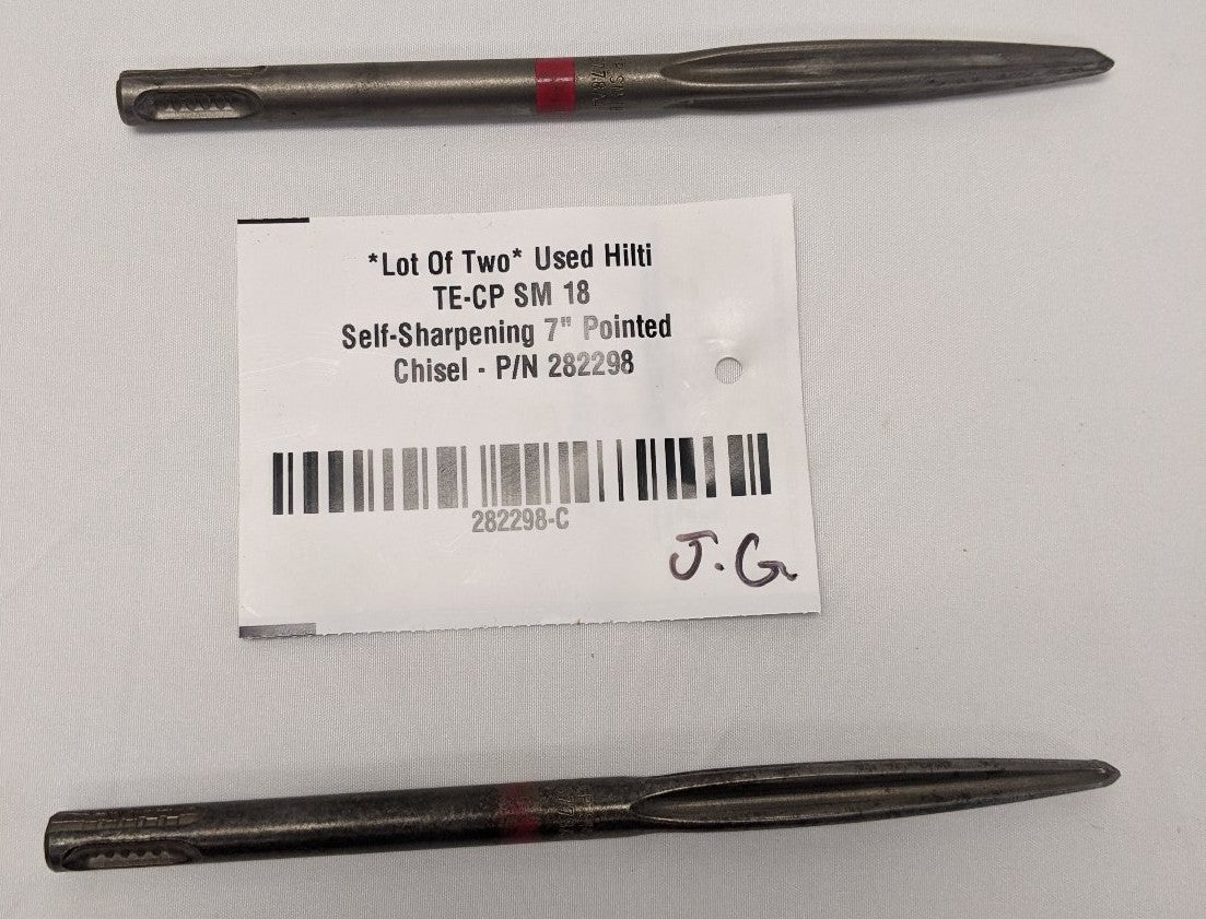 Hilti SM 18 Pointed Chisel | Lot of 2 | 7" Self-Sharpening | SDS Plus | TE-C