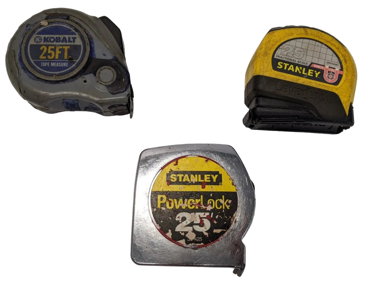 25 Foot Tape Measures | Lot of 3 | Mixed Brands | Construction Tools | Used