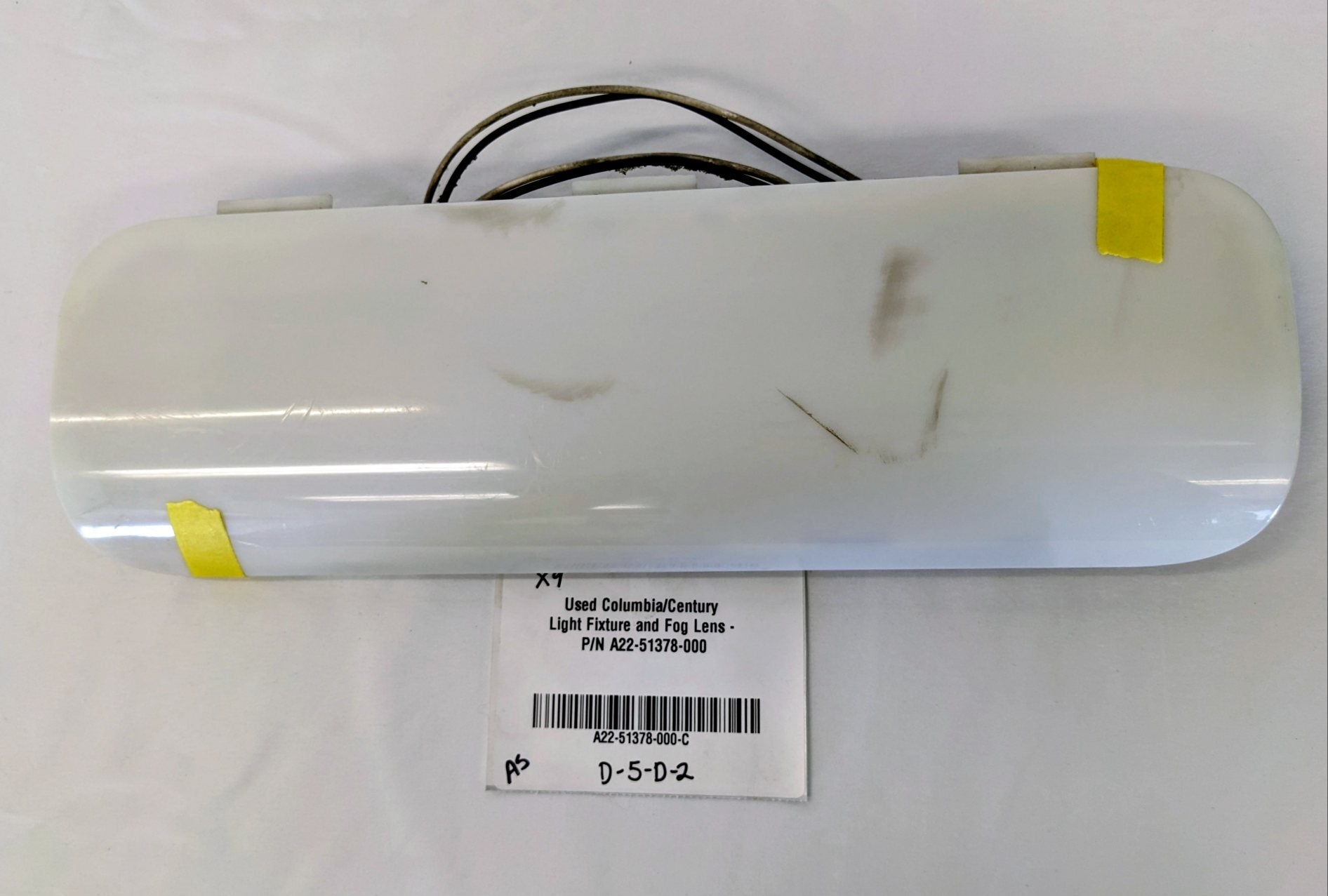 Used Columbia/Century Light Fixture and Fog Lens - P/N A22-51378-000 (10175168741692)