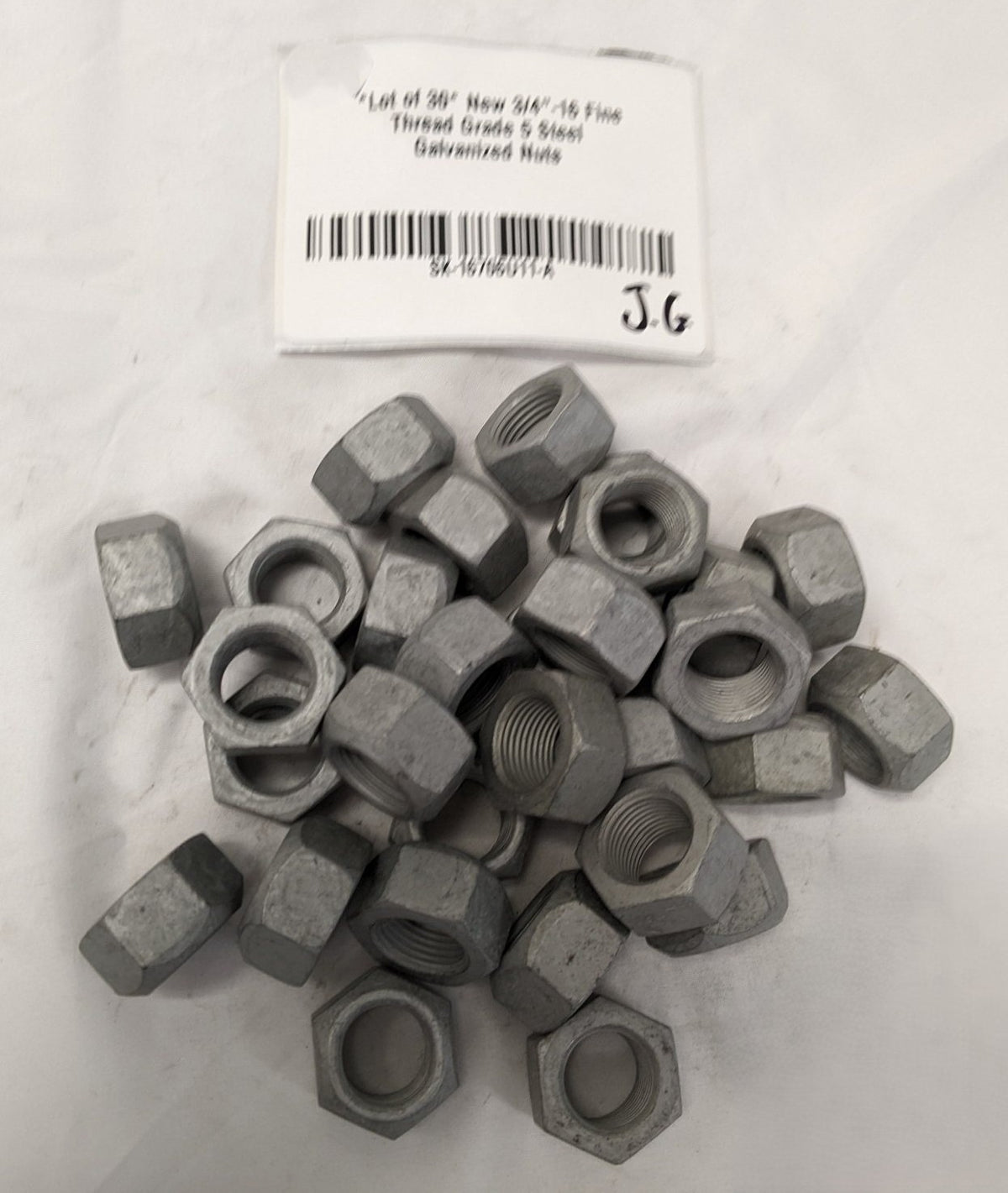 Lot/30 3/4"-16 Fine Thread Grade 5 Galvanized Nuts