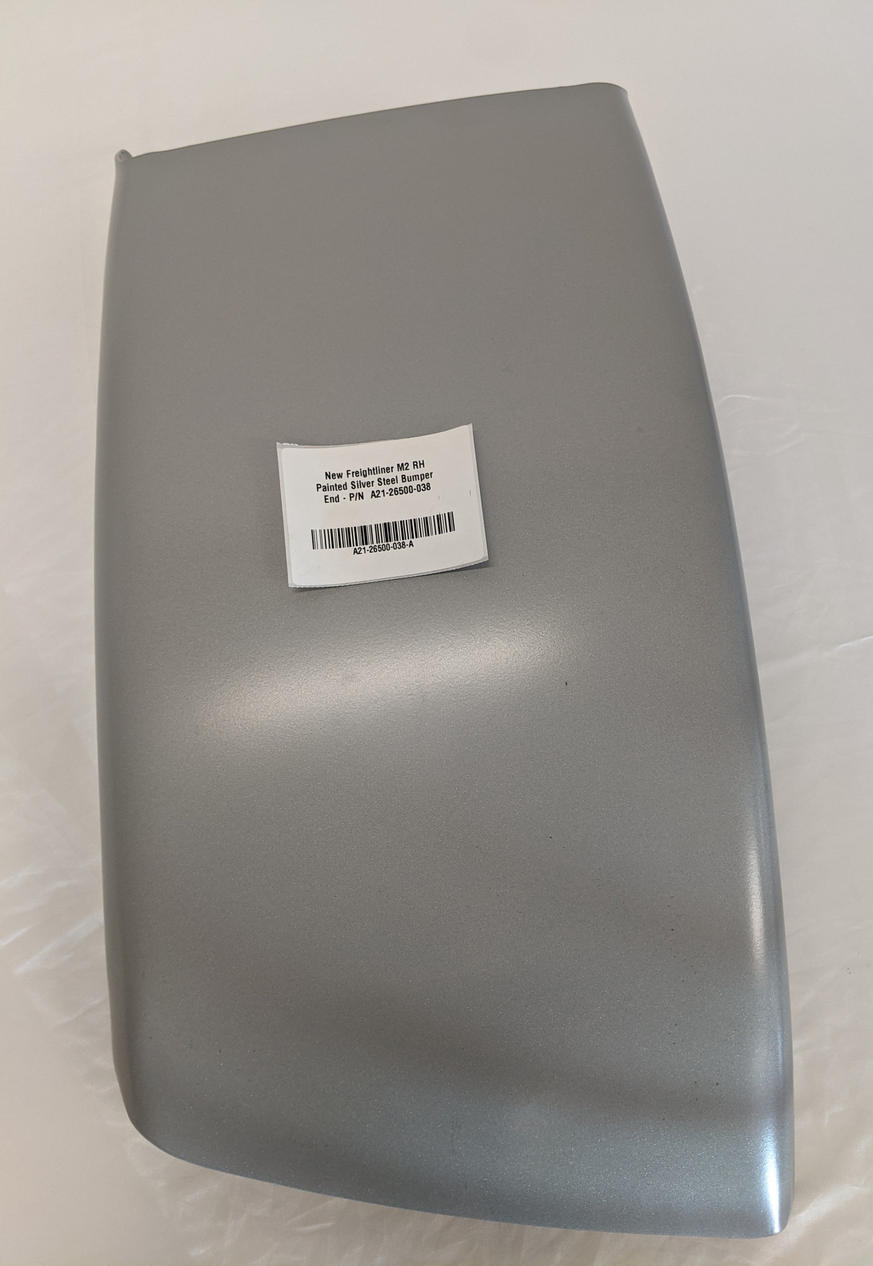 New Freightliner M2 RH Painted Silver Steel Bumper End - P/N  A21-26500-038 (10144199639356)