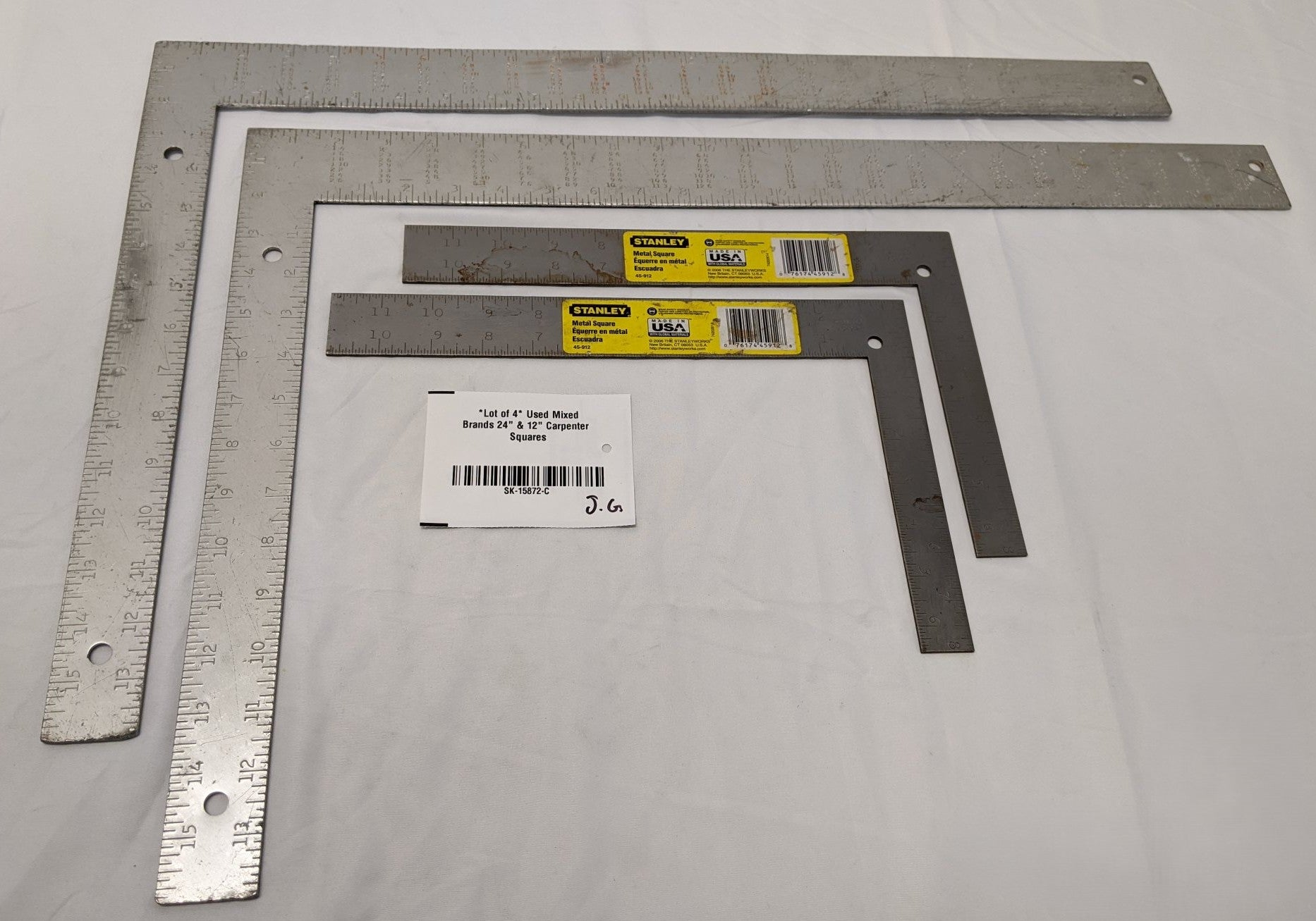 Carpenter Squares - 24" & 12" Framing Squares, Stanley, Johnson, Ace, Lot of 4