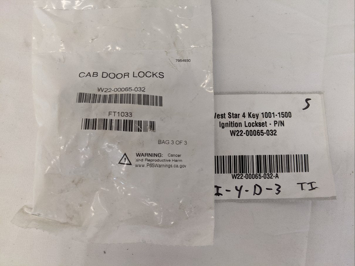 West Star 4 Key 1001-1500 Ignition Lockset - P/N W22-00065-032 (10162173575484)