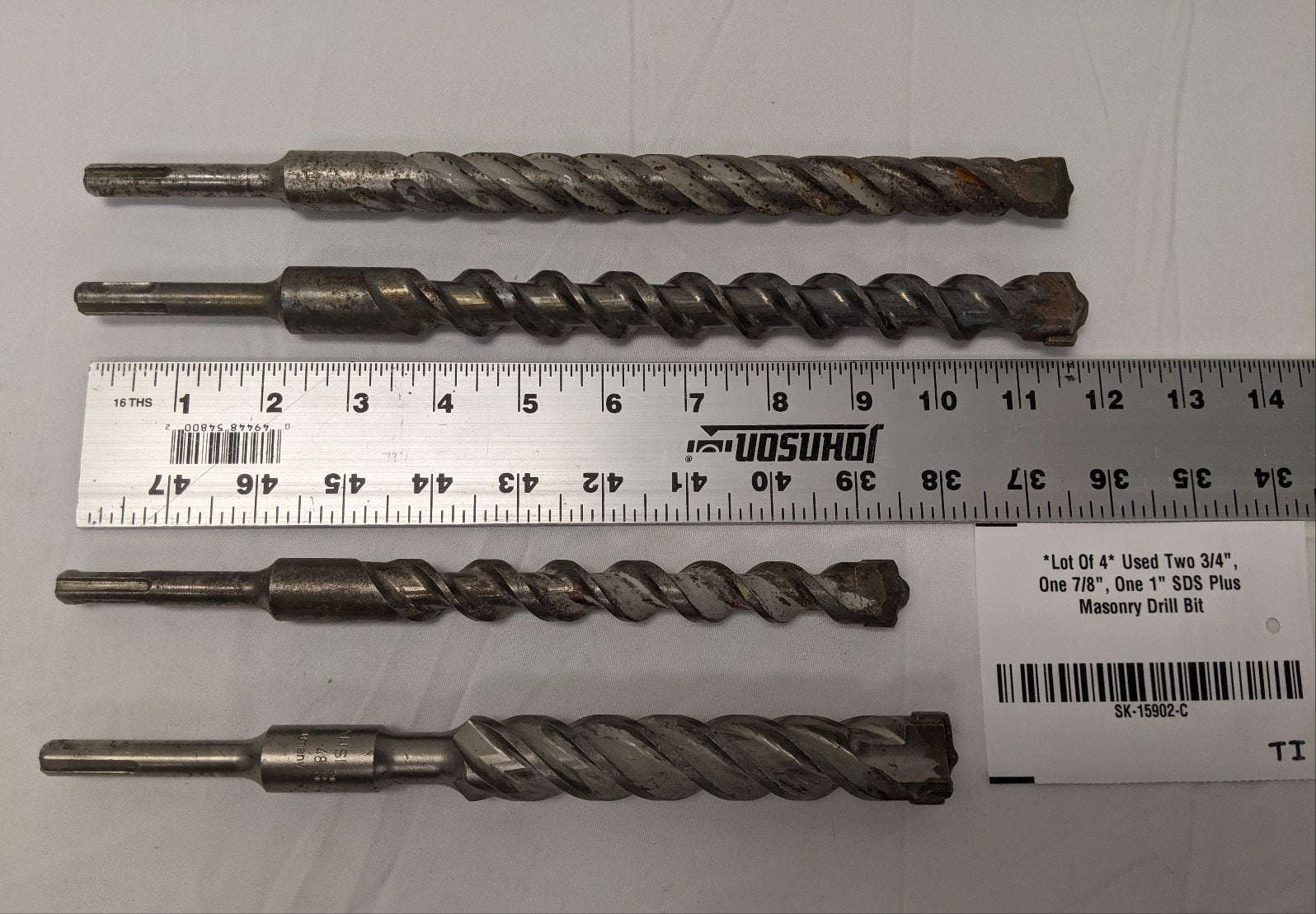 SDS Plus Masonry Drill Bits | Lot of 4 | 3/4" 7/8" 1" | Dewalt | 10"-12"