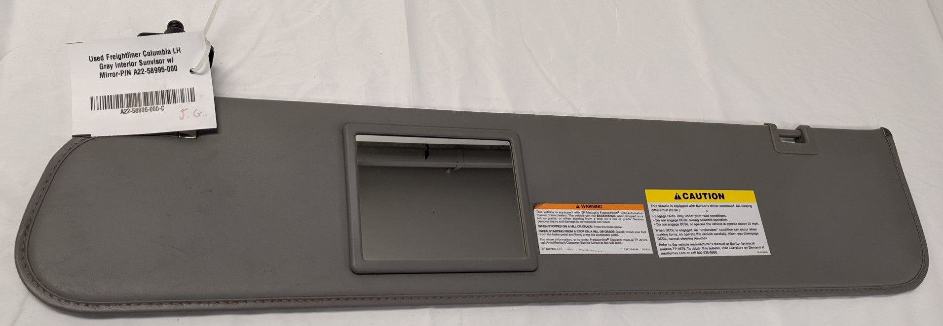 Used Freightliner Columbia LH Gray Interior Sunvisor w/ Mirror-P/N A22-58995-000