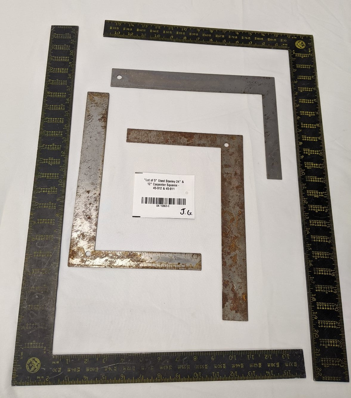 Stanley Carpenter Squares - 24" & 12" Framing Squares, 45-011 & 45-912, Lot of 5