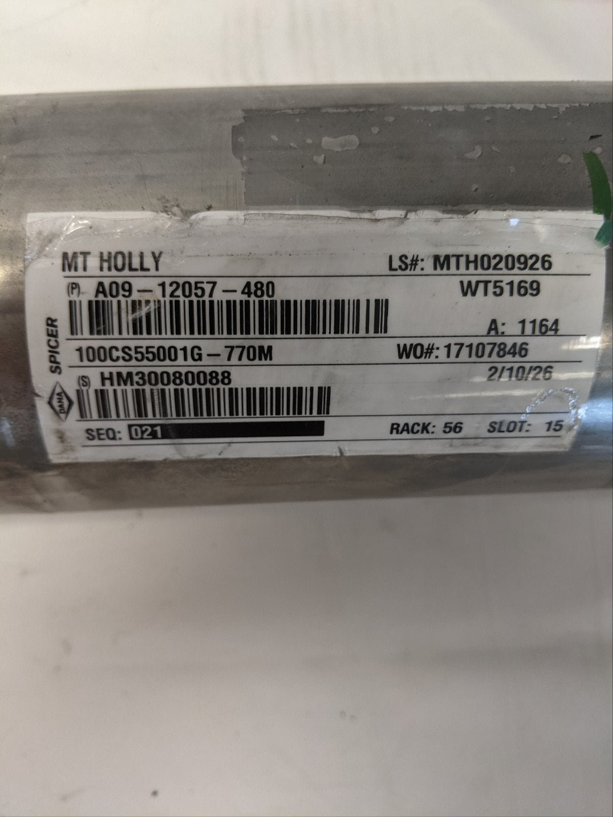 Spicer 48" Drive Shaft w/ On-Board Midship Drive Line - P/N A0912057480