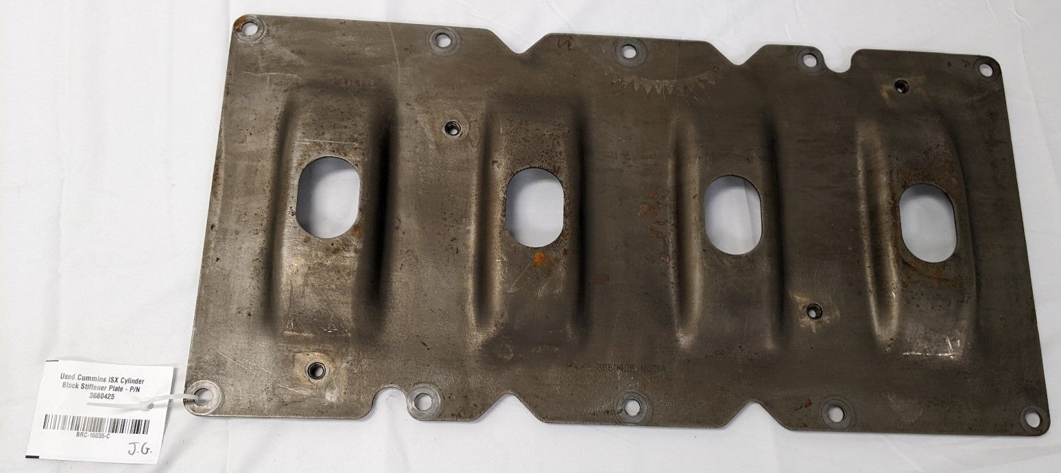 Used Cummins ISX Block Stiffener Plate | P/N 3680425