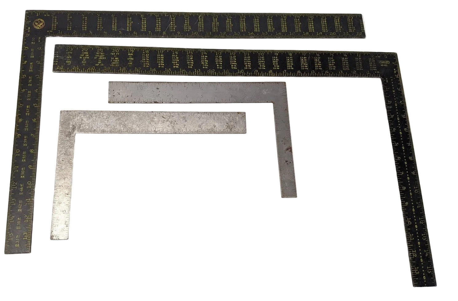 Stanley Carpenter Squares - 24" & 12" Framing Squares, 45-011 & 45-912, Lot of 4