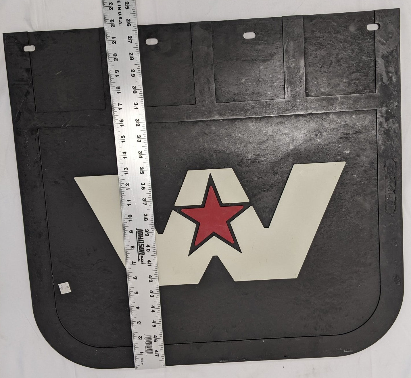 Western Star 22" Straight Rubber Battery Box Mud Flap w/ Logo - P/N 22-69681-001