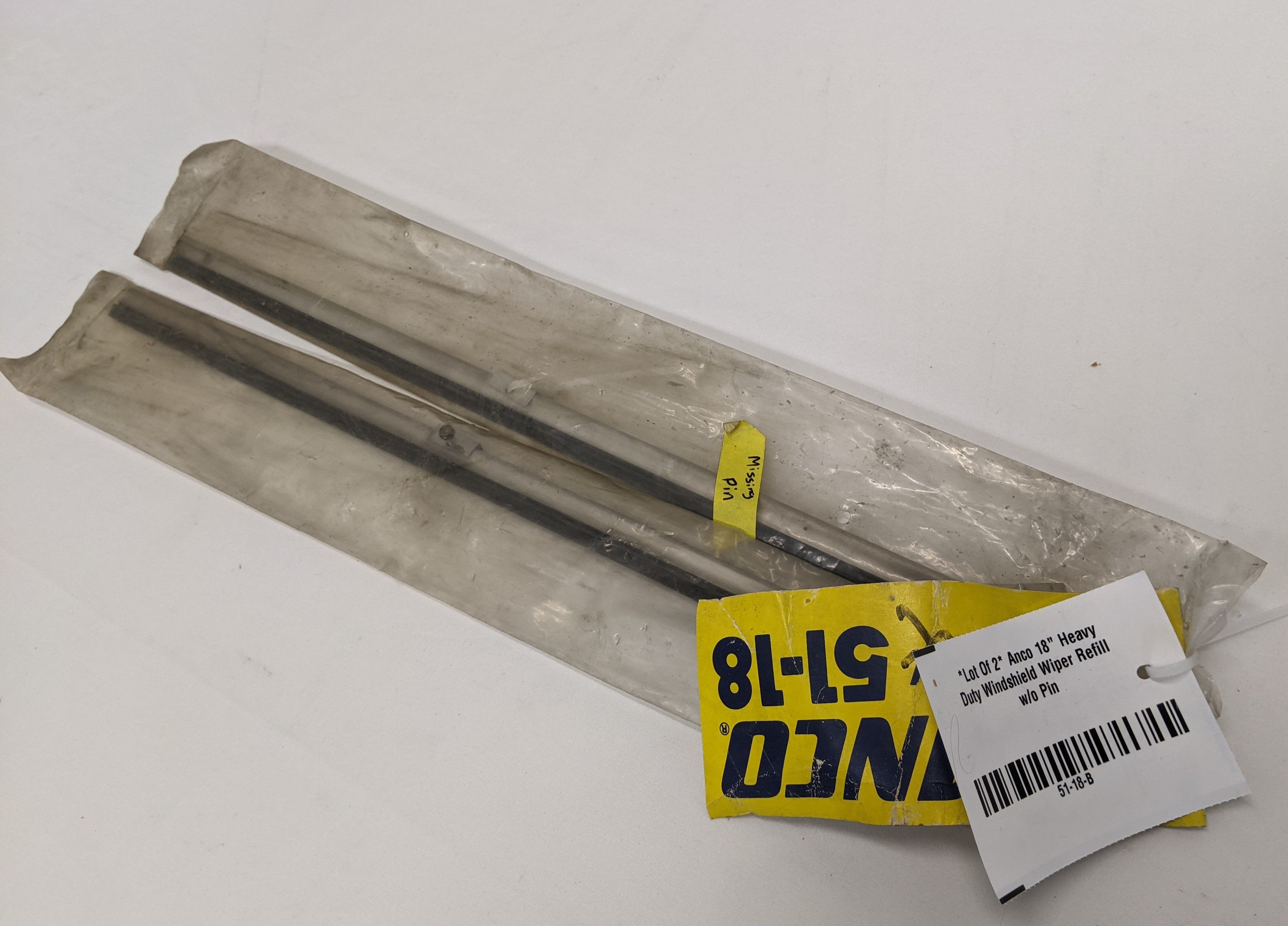*Lot Of 2* Anco 18" Heavy Duty Windshield Wiper Refill w/o Pin - P/N: 5118 (10016872792380)
