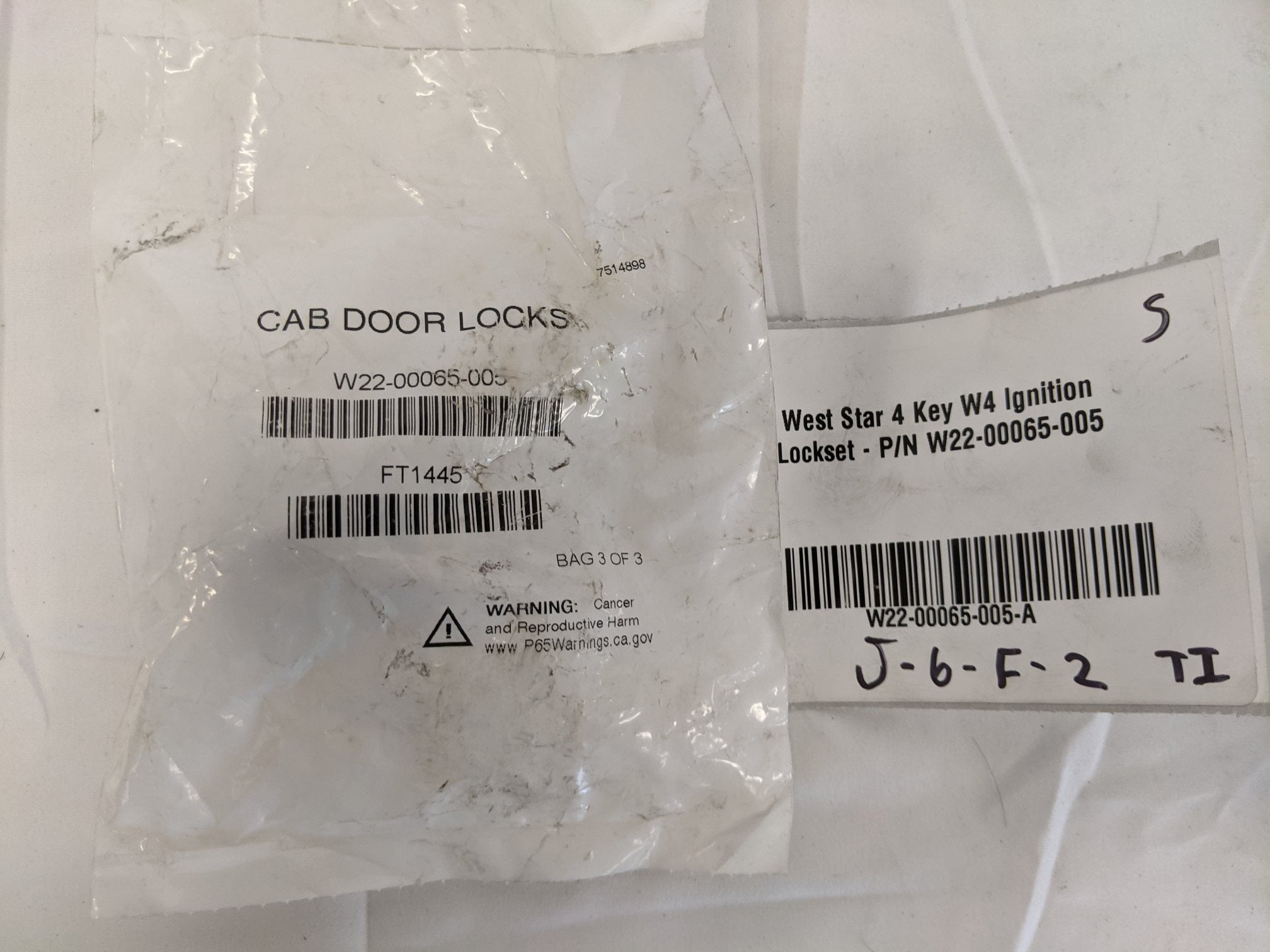 West Star 4 Key W4 Ignition Lockset - P/N W22-00065-005 (10161418273084)