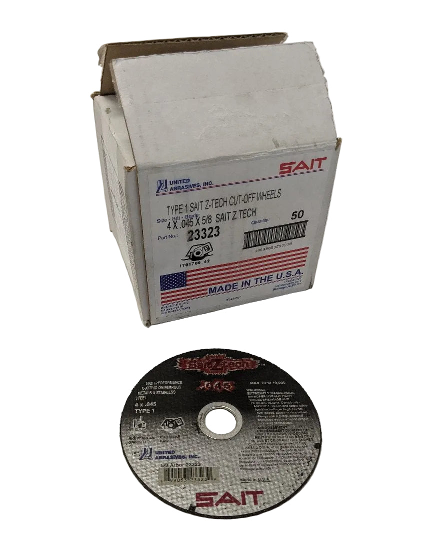 Sait Z-Tech 4" Cut-Off Wheels | Lot of 50 | 5/8" Arbor | 19,000 RPM | 23323