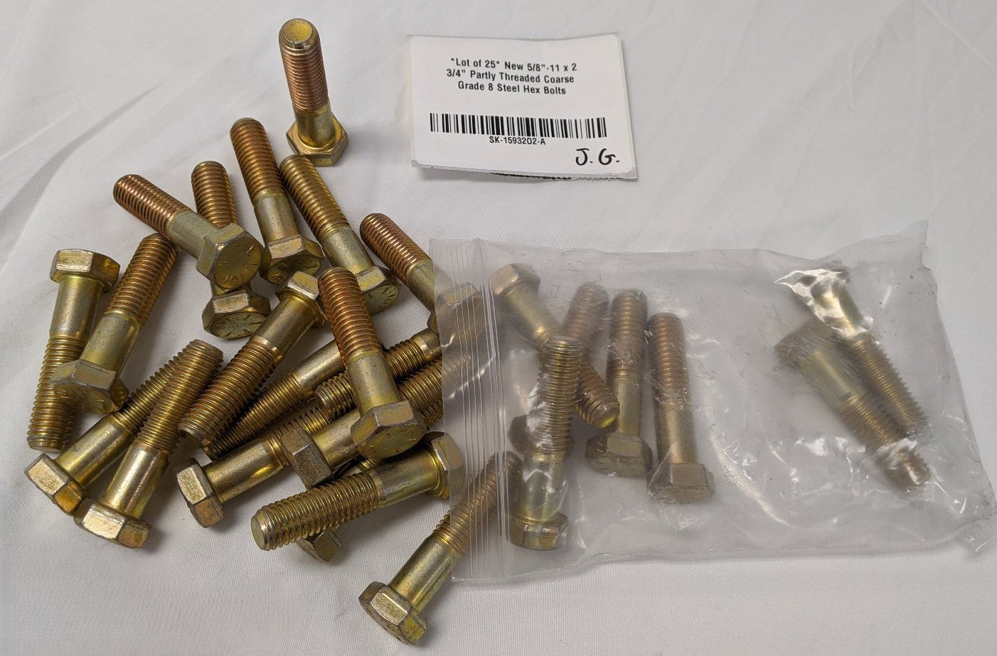 *Lot of 25* New 5/8"-11 x 2 3/4" Partly Threaded Coarse Grade 8 Steel Hex Bolts