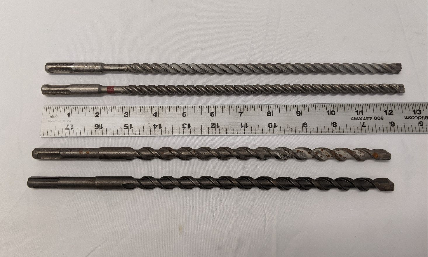 Masonry Drill Bits 3/8" 1/2" x 12" | Lot of 4 | SDS Plus | Hilti Ansi | Used