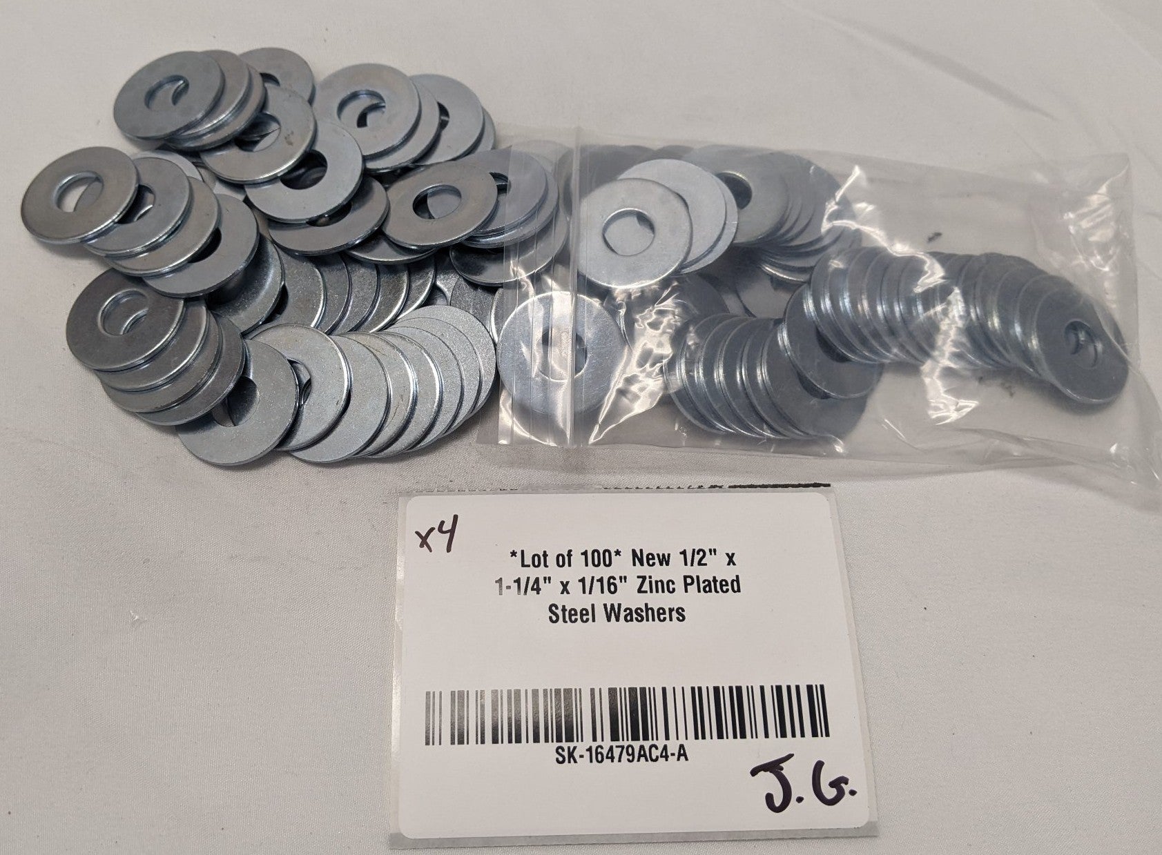 *Lot of 100* New 1/2" x 1-1/4" x 1/16" Zinc Plated Steel Washers