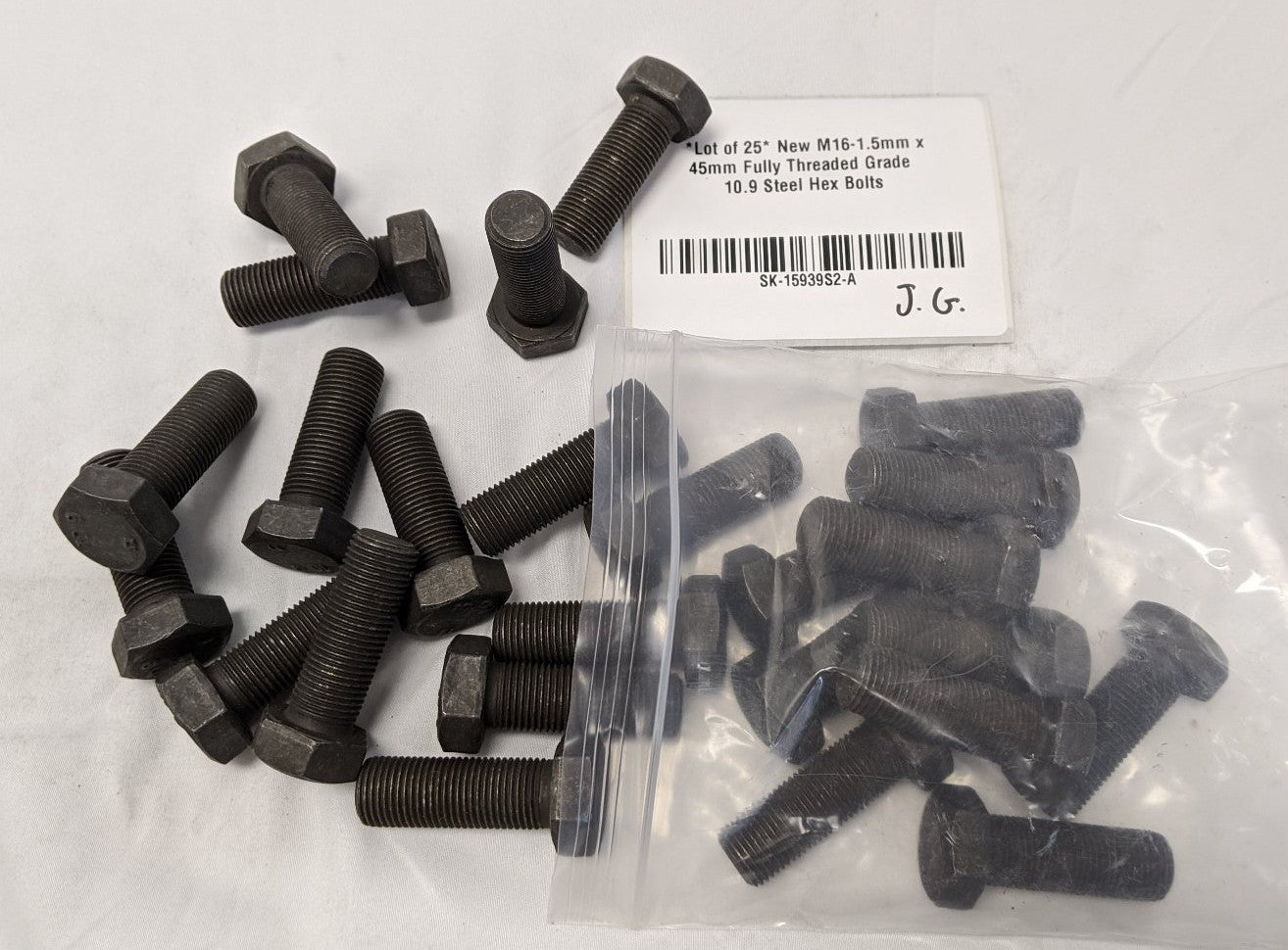 *Lot of 25* New M16-1.5mm x 45mm Fully Threaded Grade 10.9 Steel Hex Bolts