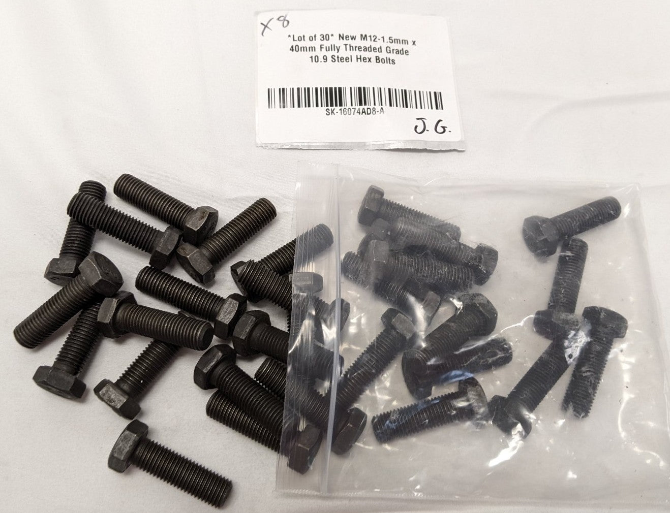 *Lot of 30* New M12-1.5mm x 40mm Fully Threaded Grade 10.9 Steel Hex Bolts