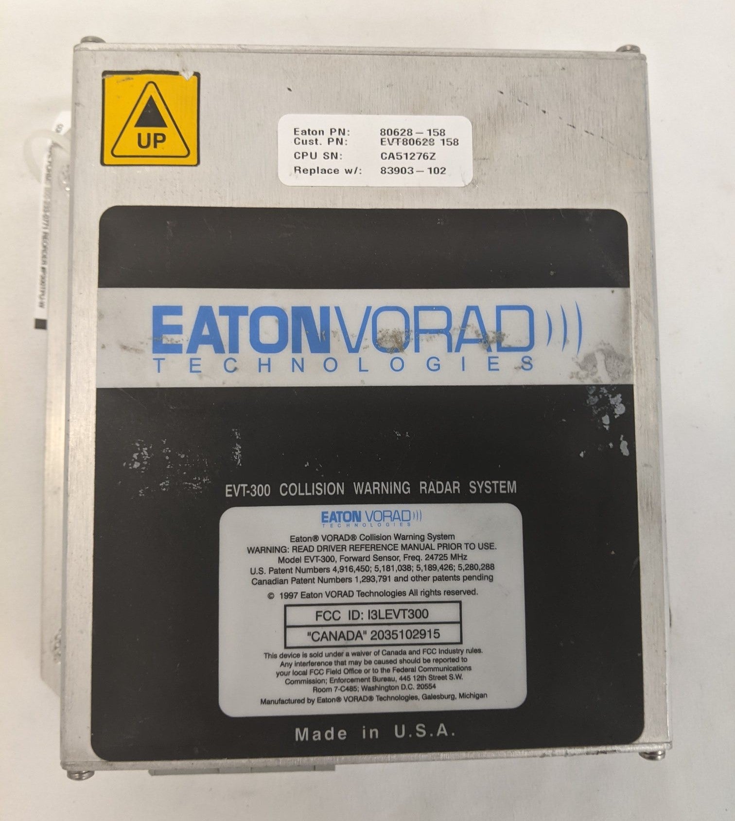 Used Eaton Vorad Technologies Collision Avoidance System CPU - P/N EVT 80628 158