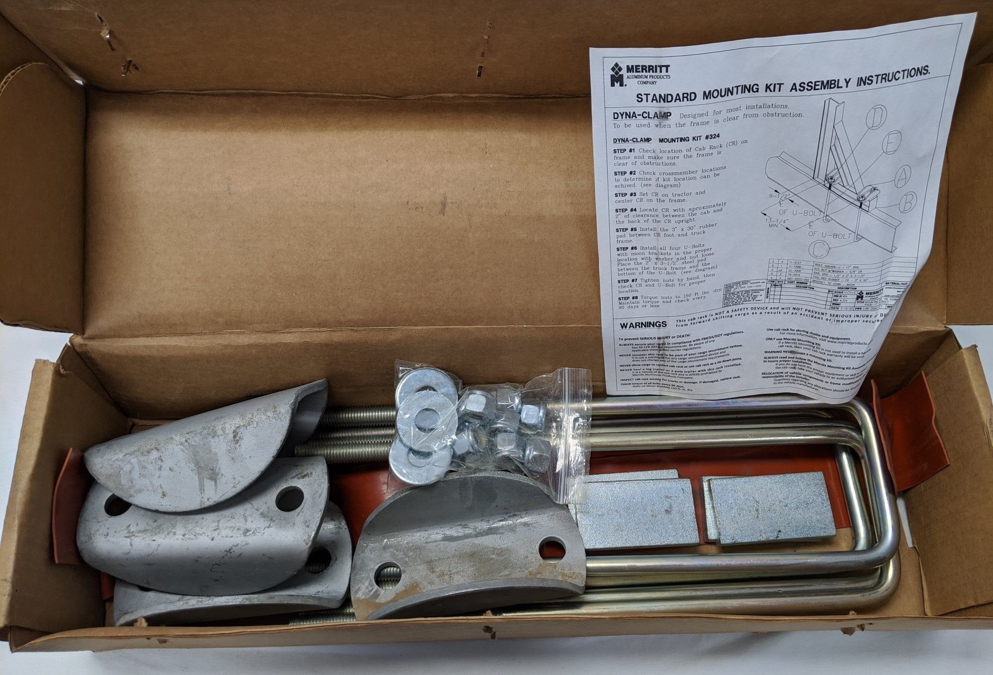 Merritt Dyna Clamp Heavy Duty 17" U-Bolt Headache Rack Mounting Kit- P/N 324