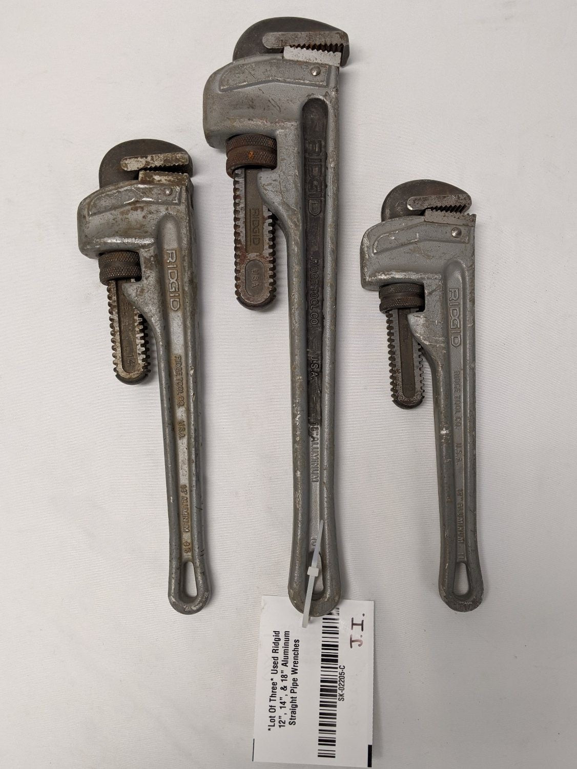*Lot Of Three* Used Ridgid 12", 14", & 18" Aluminum Straight Pipe Wrenches